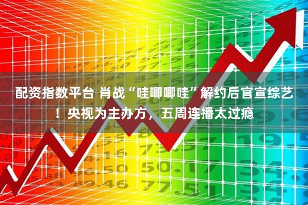 配资指数平台 肖战“哇唧唧哇”解约后官宣综艺！央视为主办方，五周连播太过瘾